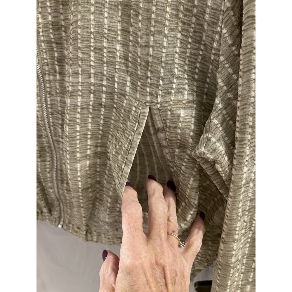 Zara Tan Flowing Organza Jacket Cropped Full Zip Sz L Bomber Lightweight - Picture 4 of 8
